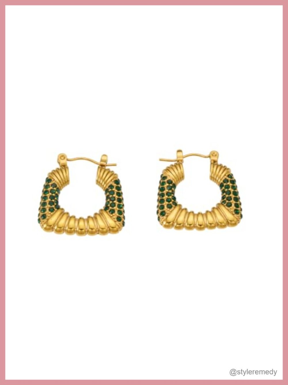Gold Hoop Earrings Women Stainless Steel Square Huggie Statement